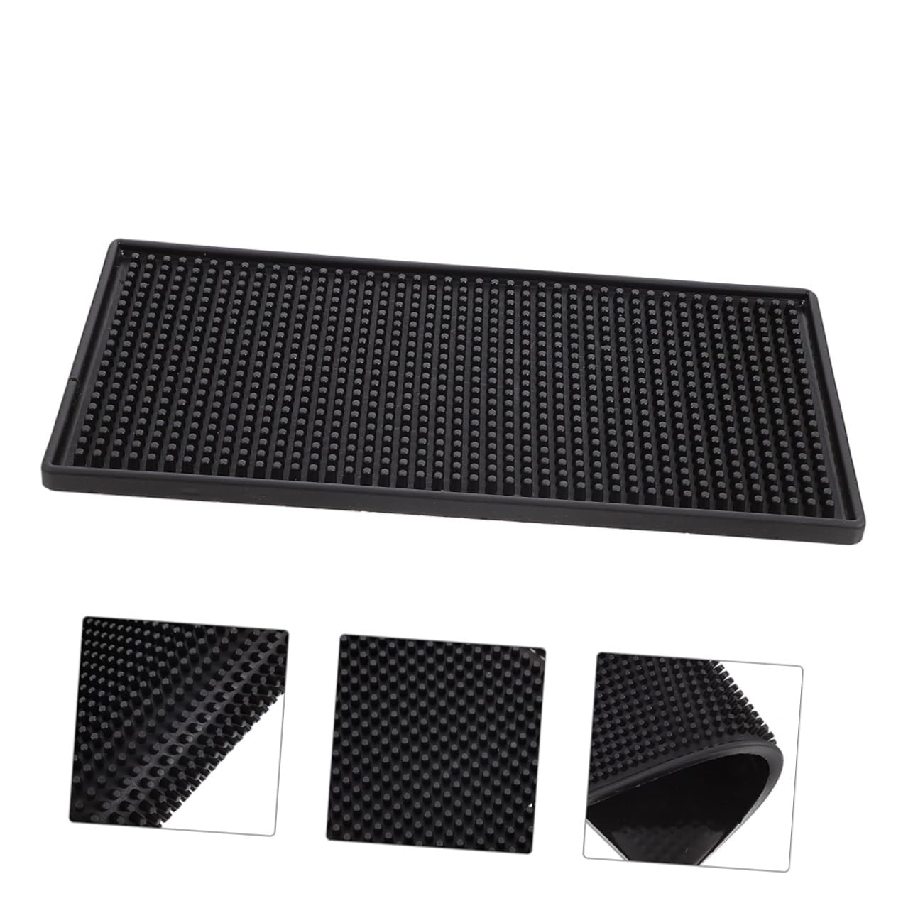 Tappetino da Bar Rettangolare in Pvc Nero, 2 Pezzi | Silicone e Pvc, Resistente All’usura e Facile da Pulire, Uso Domestico e Regalo Inaugurazione Casa