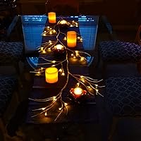 Vista 8 de YASENN Guirnalda de luces blancas – 56 luces LED de 6 pies iluminadas, guirnalda de vid flexible, luces de sauce para bricolaje, luces de pared