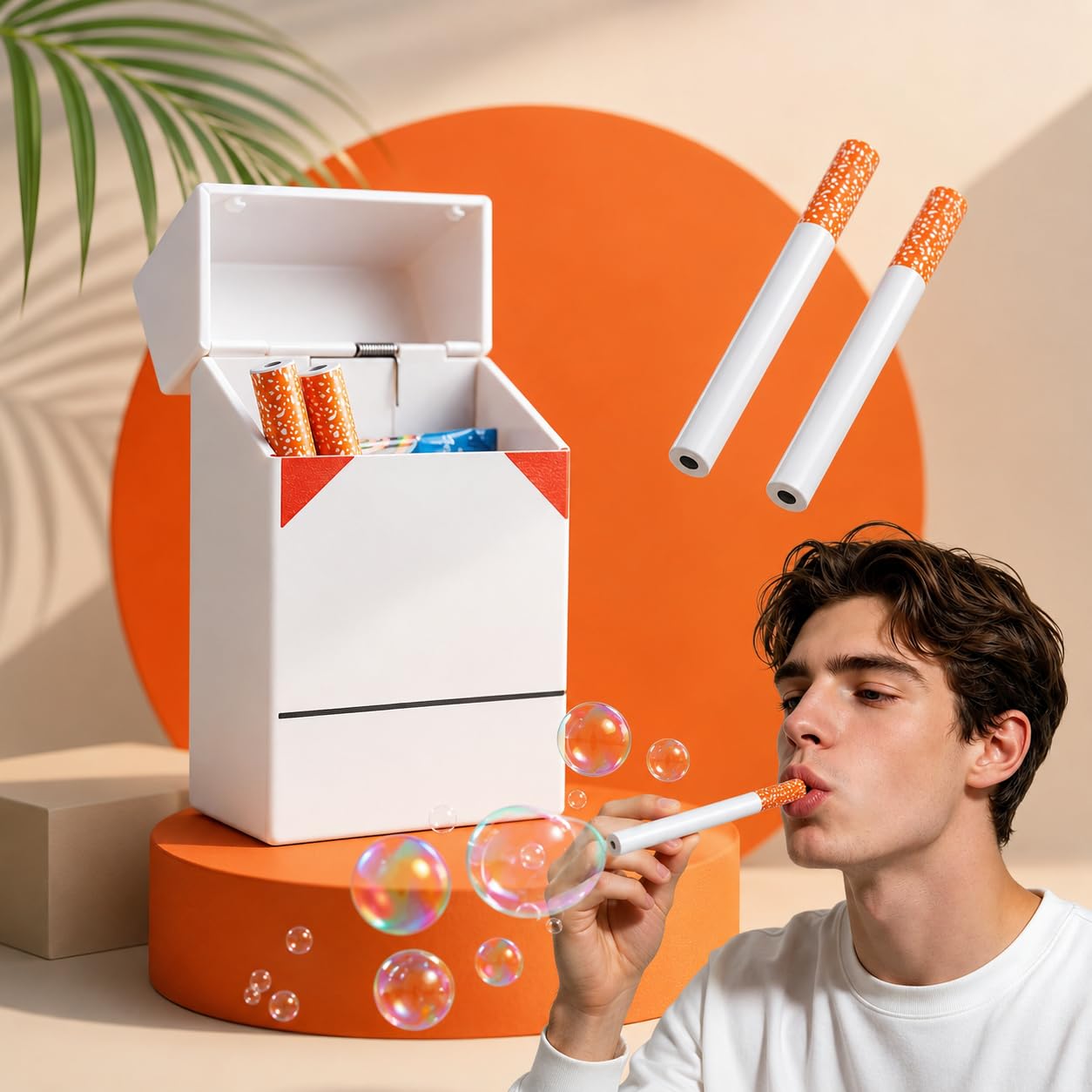bubble cigarette pack realistic fake cigarette bubble blower | mini cigarette bubbles maker for stress relief, novelty fidget toy, funny party favor, prank gift & desk toy for adults