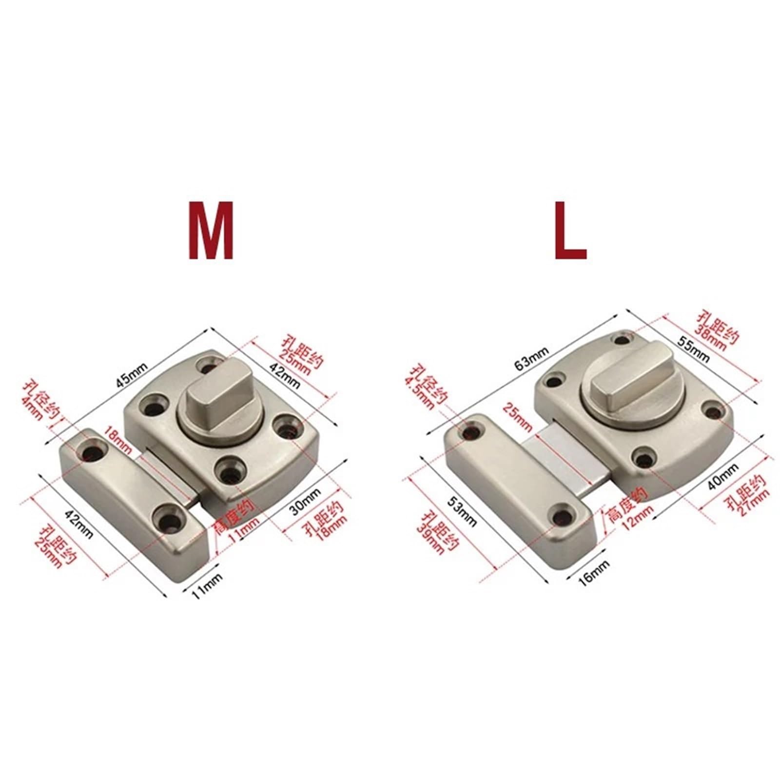 Cerrojo de seguridad for puerta, pestillo de puerta, cerradura antirrobo, hebilla for gabinete deslizante de oficina MA125 H, 1 unidad(M Silver)