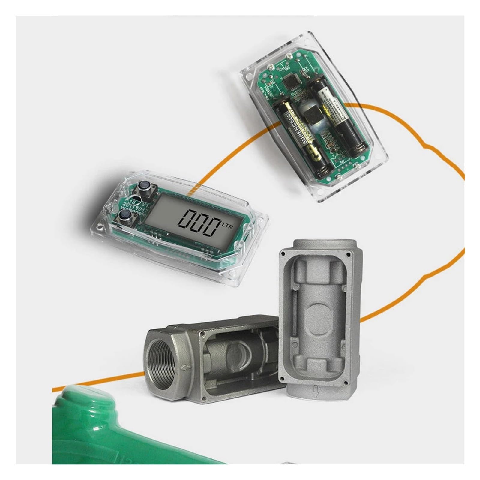 Elektroniczny przepływomierz turbinowy, precyzyjny wyświetlacz cyfrowy LCD do wykrywania oleju opałowego(2 inch)