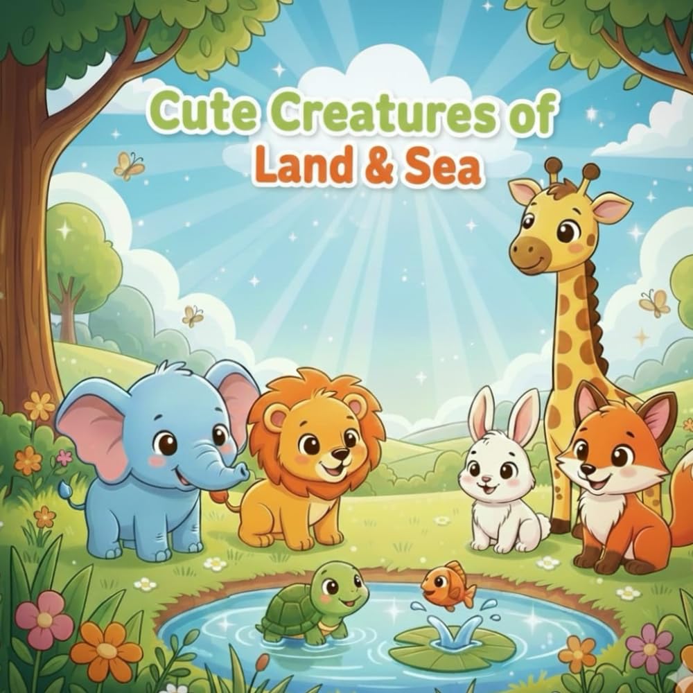 Cute creatures of Land & Sea: A Fun Coloring Book for Kids
