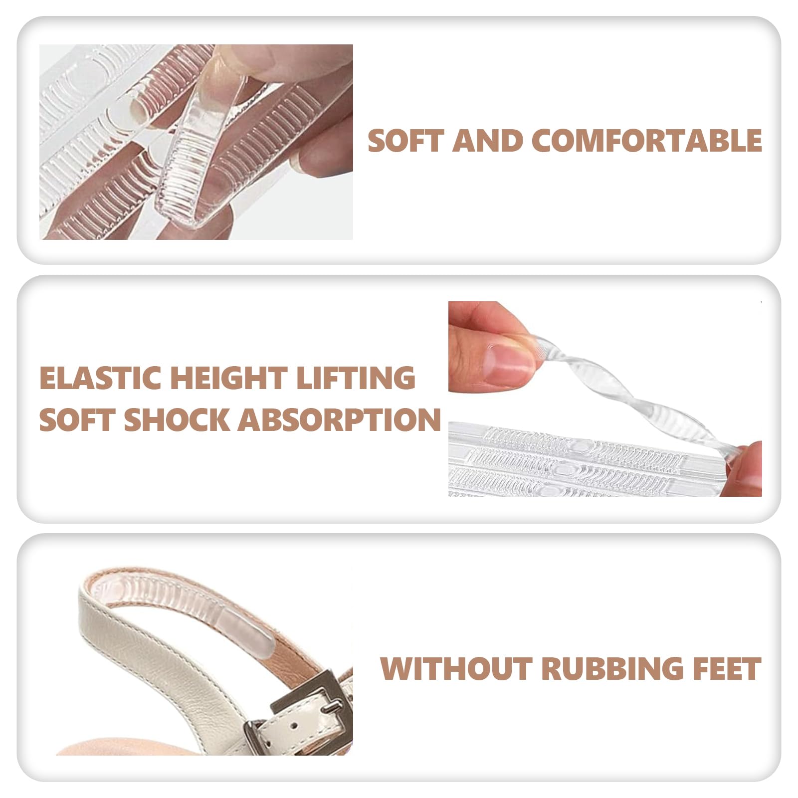 16 Piezas Correas de Silicona para Zapatos de Tacón Alto, Tiras Protectoras de Gel, Antirozaduras Zapatos de Agarre para Mujeres Tacón
