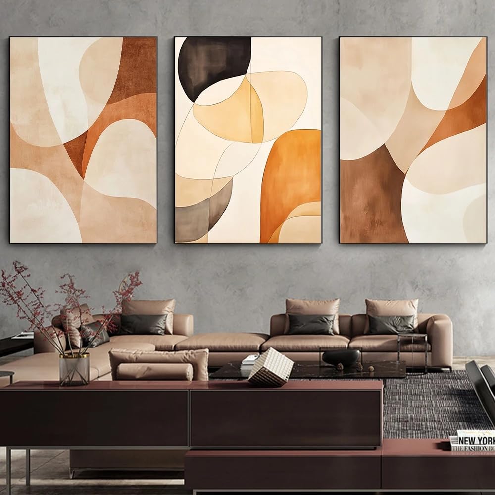 SDVIB Quadro astratto geometrico su tela per ufficio, soggiorno, arredamento casa, poster vintage, stampe artistiche minimaliste su tela (50x70 cm/3 pezzi senza cornice)