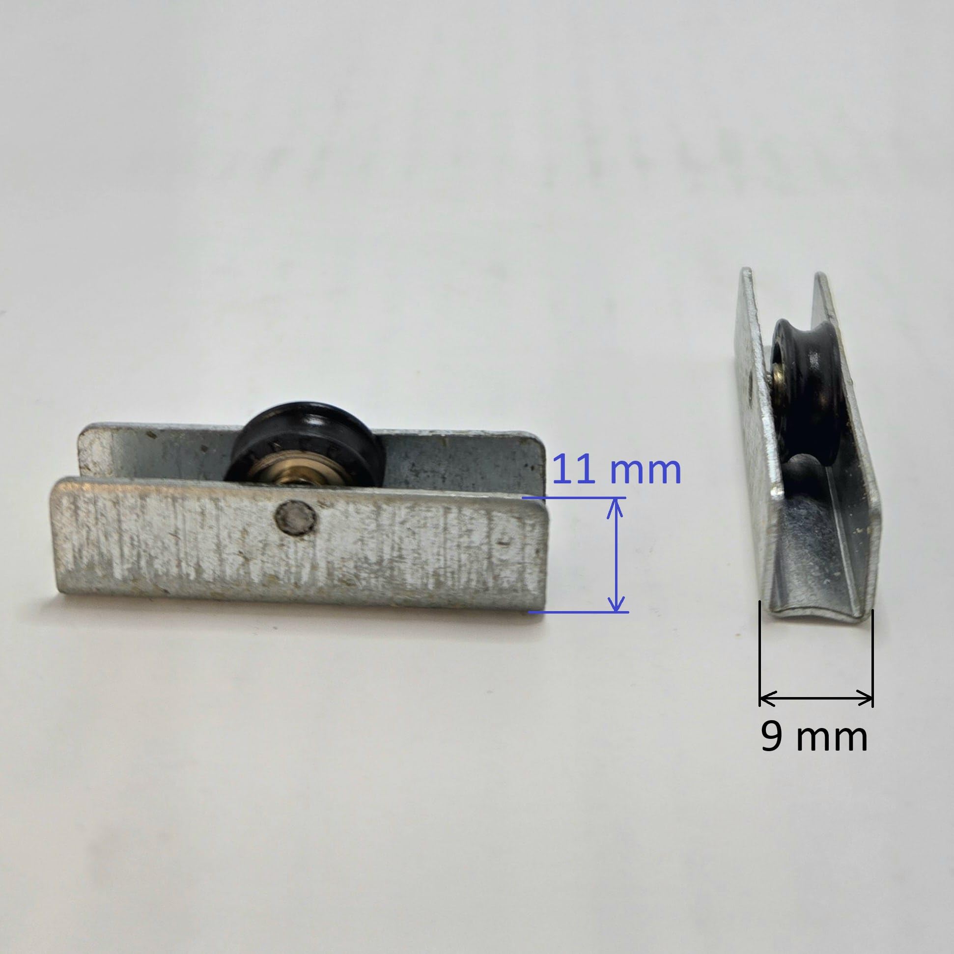 10 Ruedas de puerta y ventana corredera modelo VITRINA J3 base metalica ancho 9 mm, alto 11 mm
