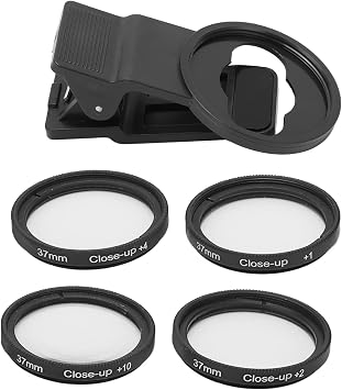 37mm Macro Close Up Filter Set, Plus 1/2/4/10 Macro Filter Mobile Phone Lens Filter for Mobile Phones, Close Up Lens Filter Kit Set Accessory
