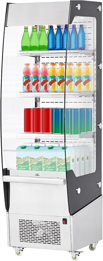التجاري كعكة عرض ثلاجة زجاج الباب عرض ثلاجة، 7.8 cu. ft. فتح خزانة عرض البضائع، زجاج مزدوج مع إضاءة LED داخلية، ثلاجة أرضية علوية، 110 فولت