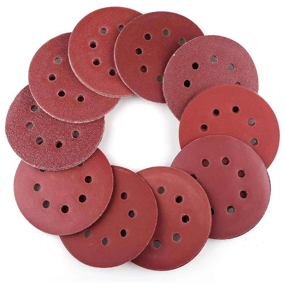 100 Discos De Lijado De 5 Pulgadas Y 8 Agujeros, Grano 40-800, Gancho Y Bucle De Papel De Lija Surtidos Para LIJADORA Orbital Aleatoria Para Moler Metal