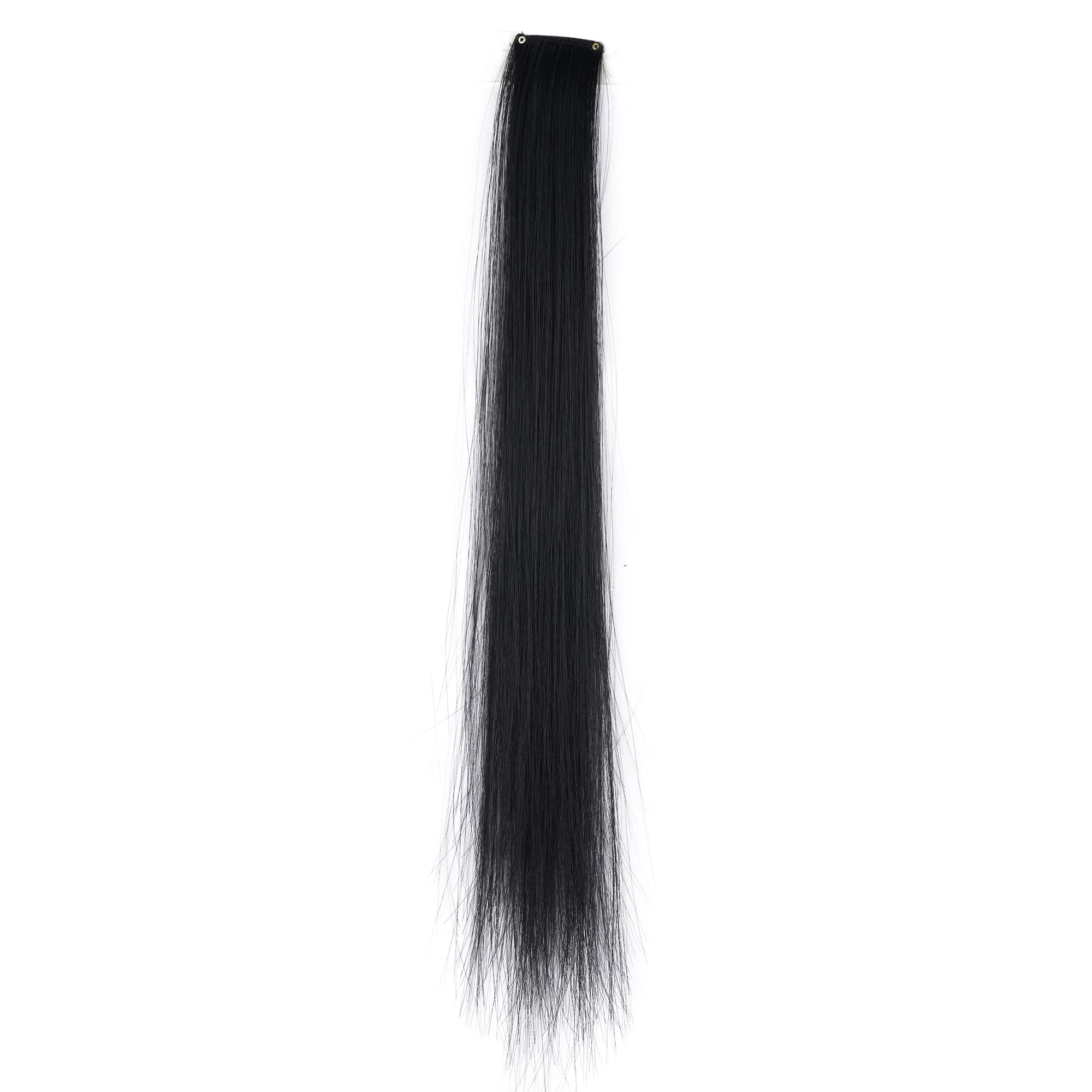 Mayukha Single Clip Hair Extension Hair Streaks, Hair Clip in Side Bangs Hair Extensions For Women & Girls - Black