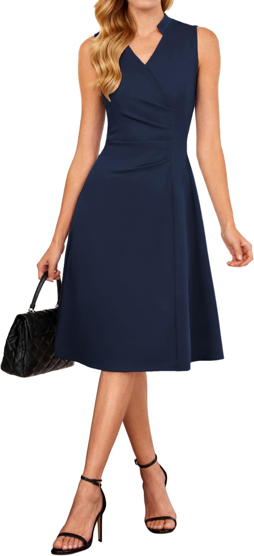 – Women's Sleeveless Dress Knee Length V Neck A-Linie Dresses Business Work Party Cocktail