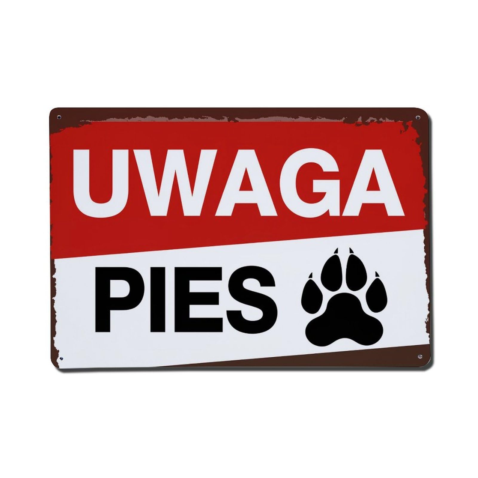 Caution Dog Paw Print Sign Metal Tin Sign Plaque