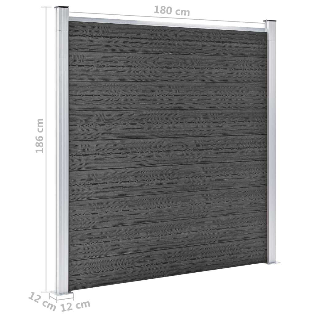 vidaXL Set Pannelli di Recinzione in WPC 699x186 cm Nero