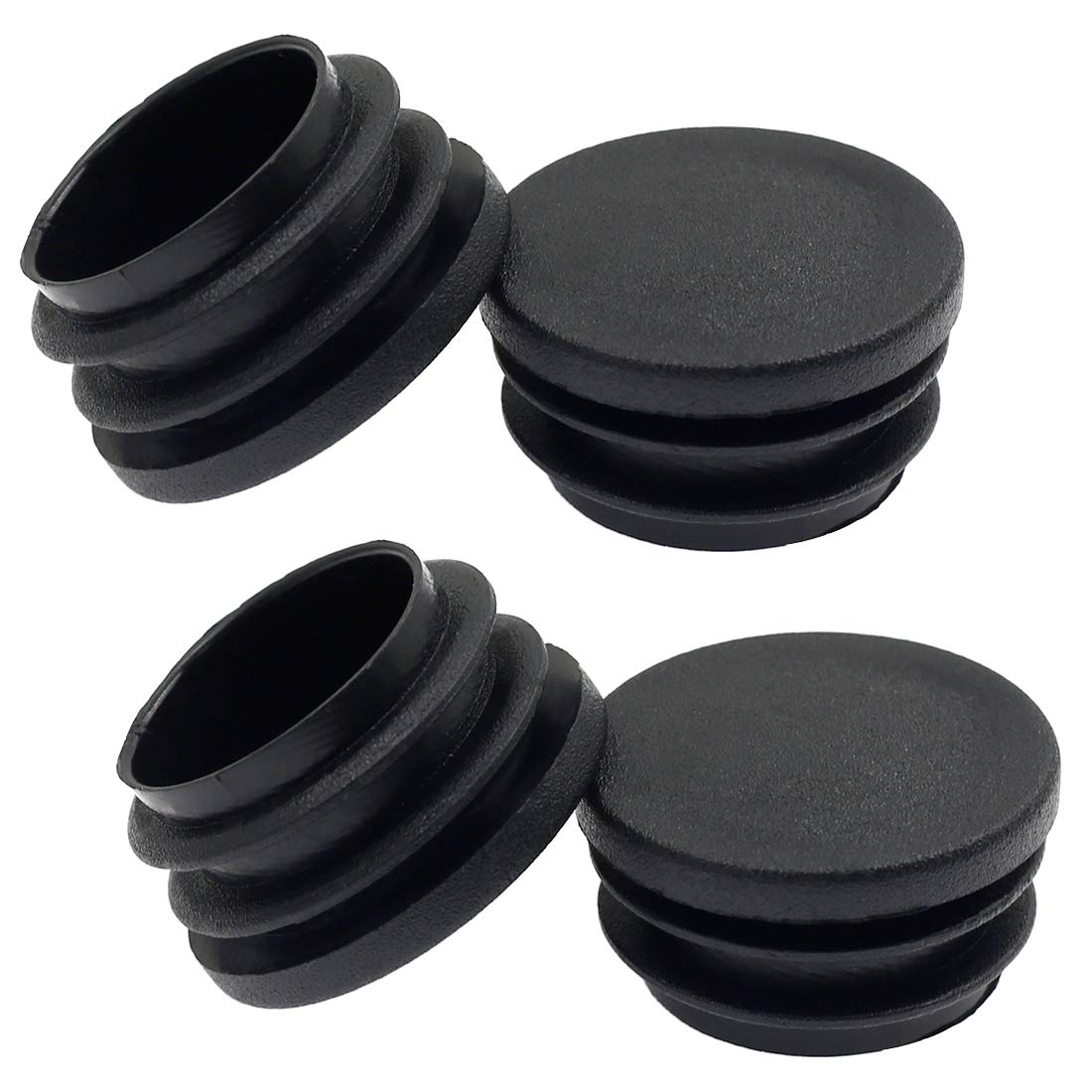 Suiwotin 4PCS 32mm (1 1/4 Inch) Round Plastic Plug, Round Black Plastic End Cap, Pipe Tubing End Cap, Furniture Finishing Plug Fits for 1" to 1 3/16"