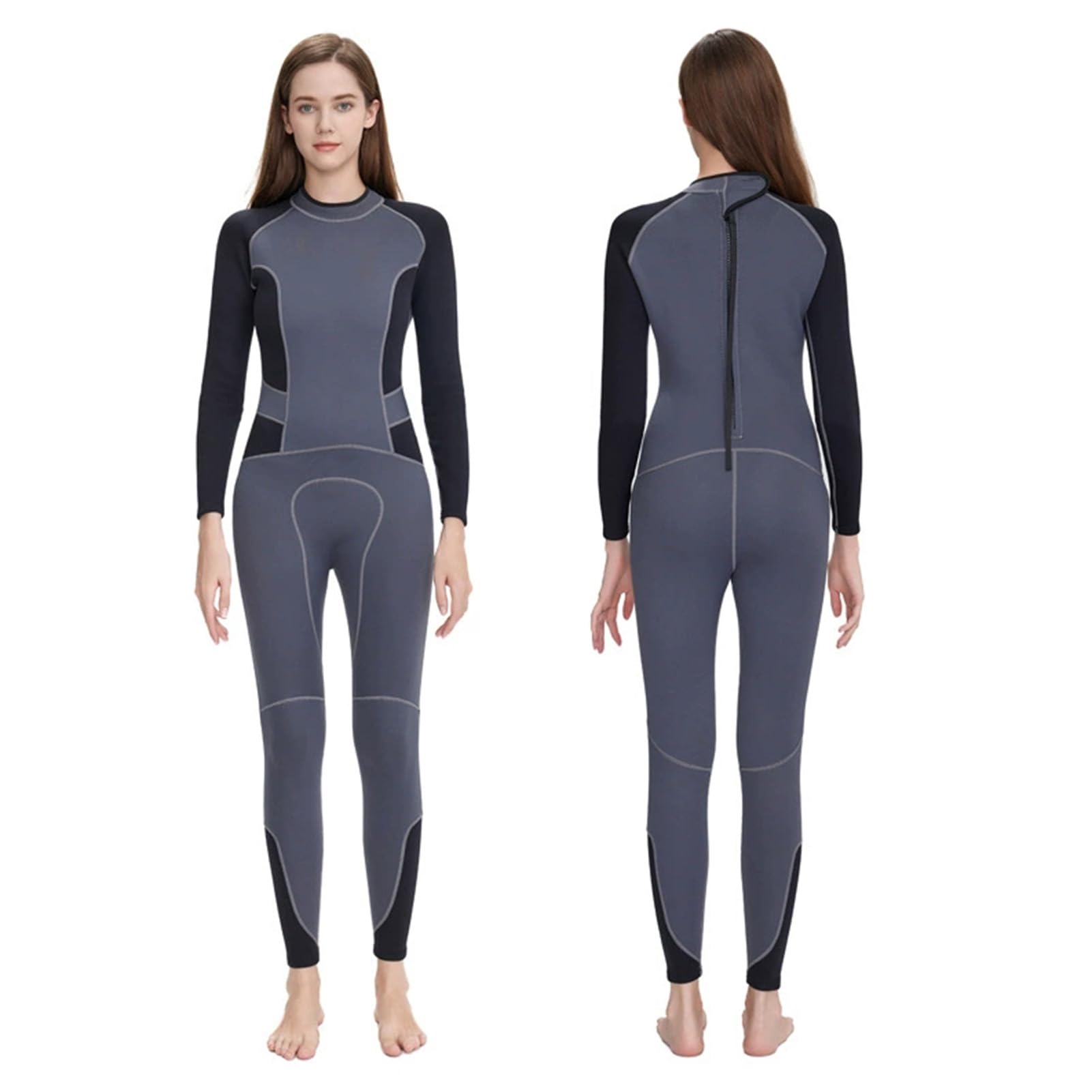 TOVCHEI Full Diving Suit 3MM Long-Sleeved One-Piece Wetsuit Warm Sun Protection Anti Jellyfish for Scuba Swimming Snorkeling,Women,L