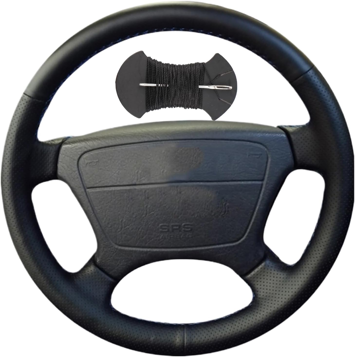 Car Steering Wheel Cover Microfiber Leather Stitch Wheel Wrap Fit for Mercedes Benz E-Class CL-Class C-Class S-Class W210 W124 W202 E200 240 280 320 W140 C140 S320 350 420,Black