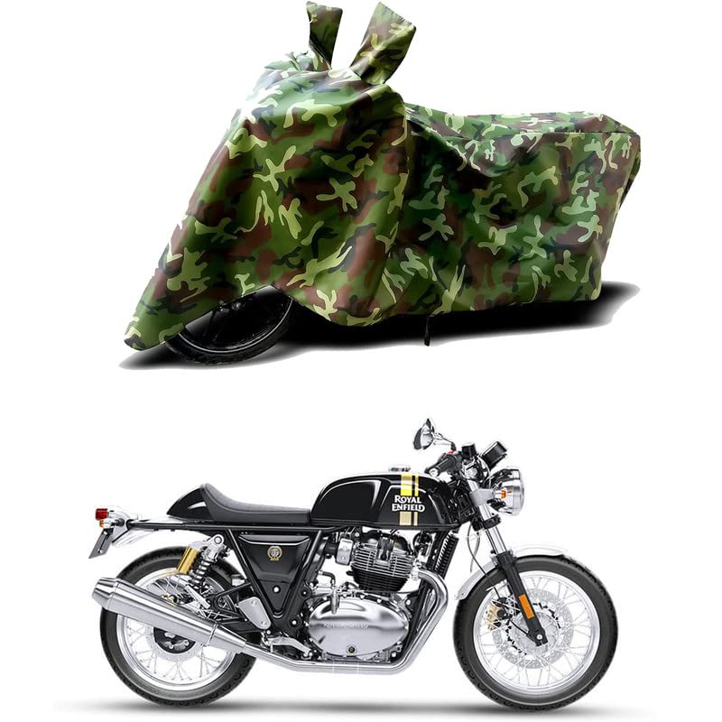 Image of 100% Water Resistant Bike Scooty Two Wheeler Body Cover Compatible for Royal Enfie Continen GT 650 Storm /UV-Rays /Heat Protection /Birds Dropping /Scratchproof /Dust Proof /Waterproof[Green MJ]