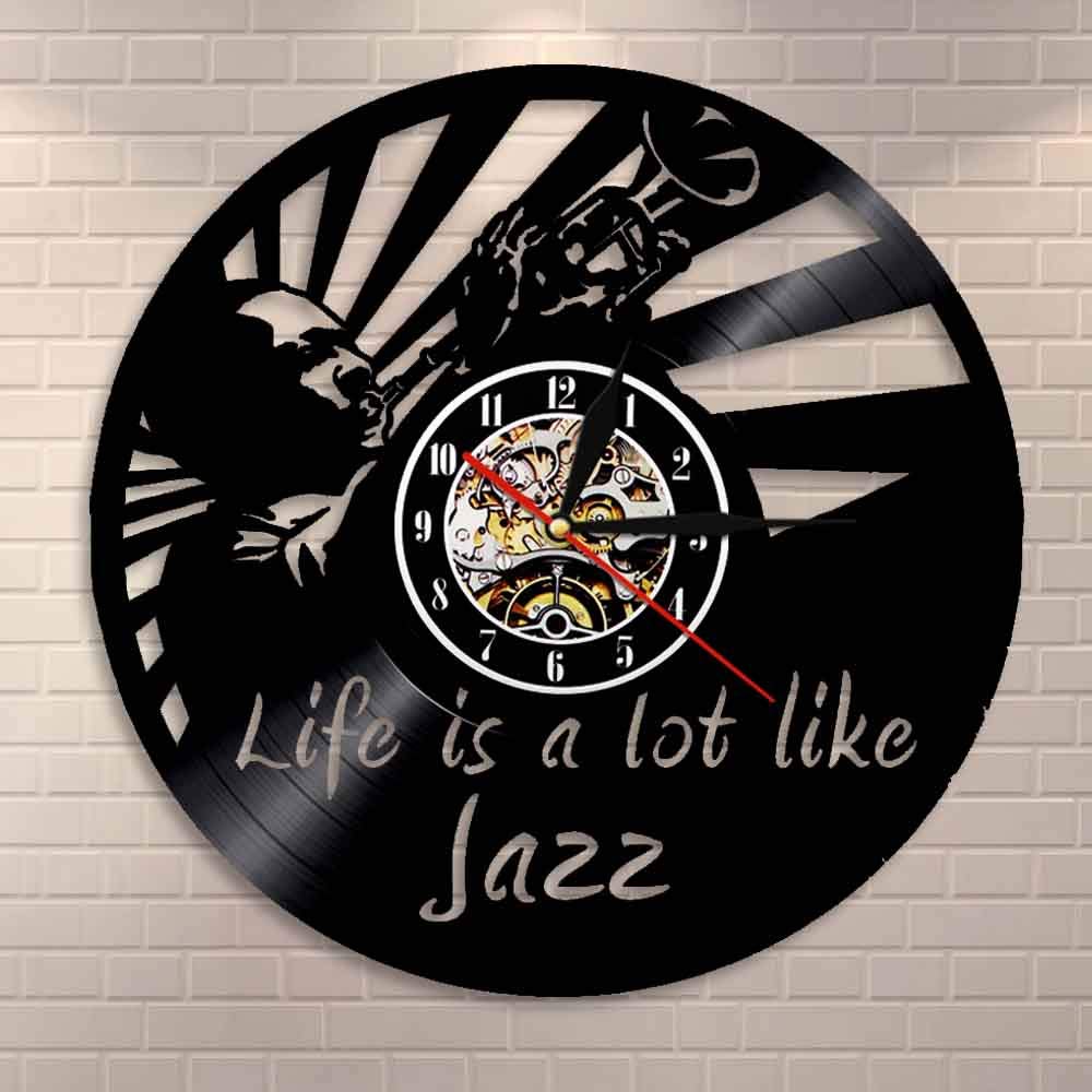 Il jazz è molto simile alla vita Orologio con disco in vinile Citazioni musicali Arte da parete Orologio da parete vintage Orologio da parete con musica jazz Regalo per gli amanti del jazz Dia 30 cm