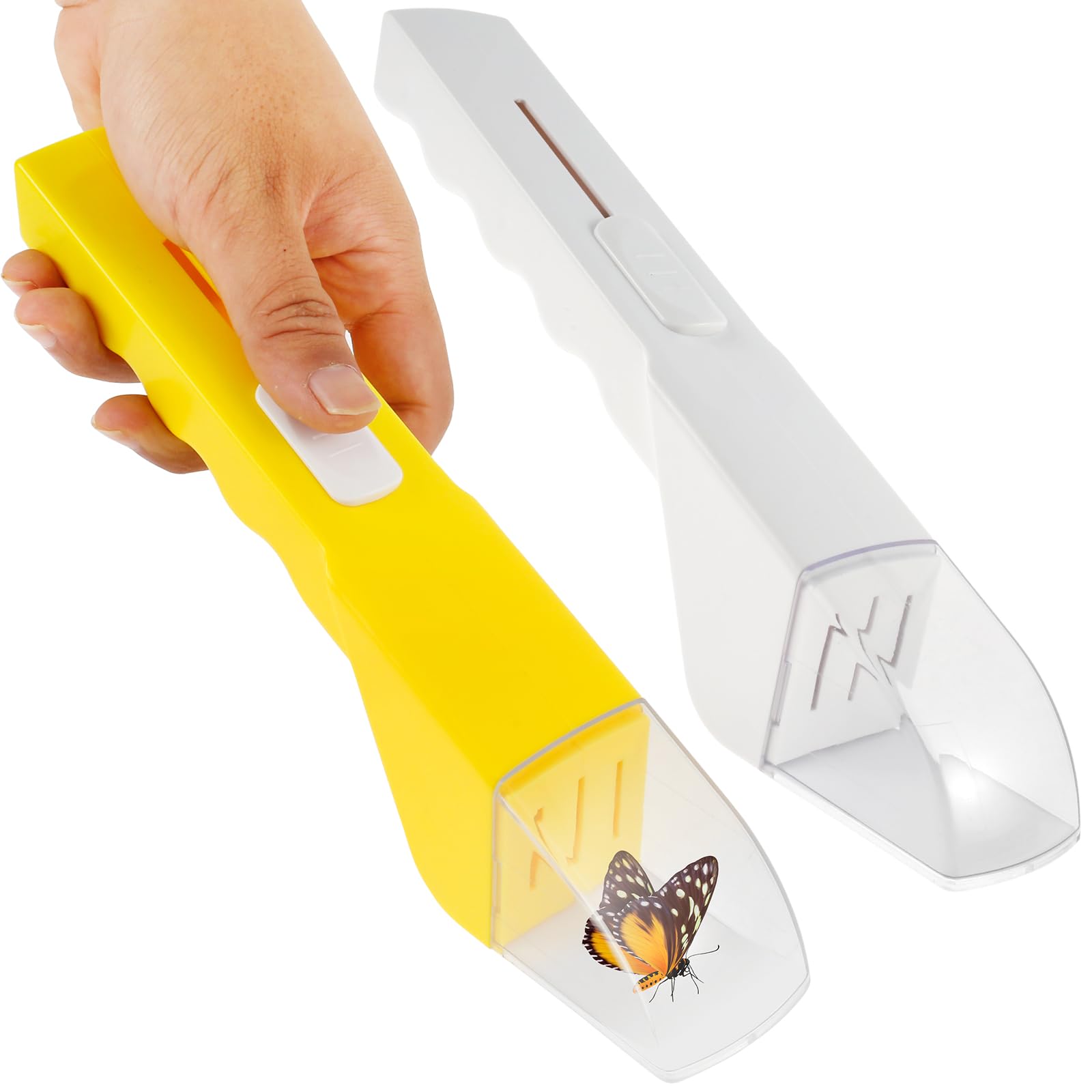 2Pcs Bug Catcher for Kids Quick Release Insect Catching Tool Humane Insect Observer with Clear Window 27cm Contactless Bug Catching Container for Kids Adults Nature Exploration