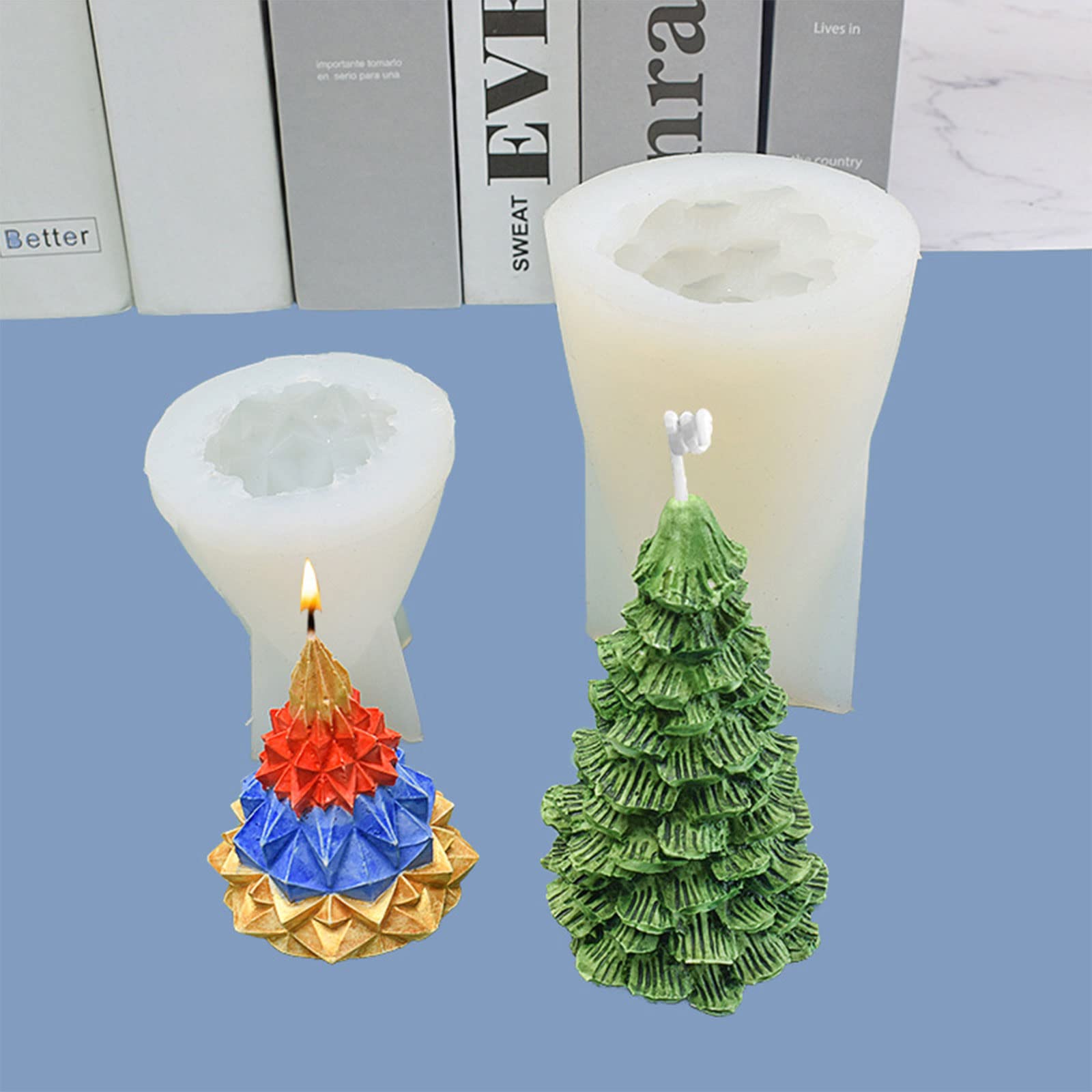 Stampi per candele per albero di Natale 3D Stampo in silicone per albero di pino in silicone per colata di resina epossidica Candele per aromaterapia fai-da-te  15
