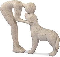 FriyGardcn Man and Dog Statue - Cute Sandstone Resin Sculpture for Home Decor, Office, Pet Memorial Gift for Dog Lovers