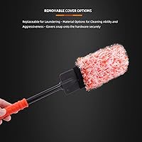 Vista 5 de SPTA Juego de cepillos para ruedas de automóvil, 2 cepillos de llanta de microfibra con 2 fundas de microfibra intercambiables grandes y 2 pequeñas