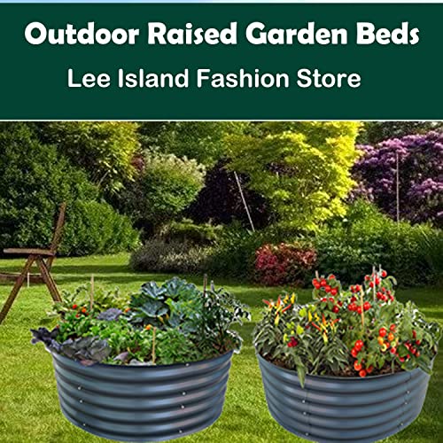 Cjiepeic 17 Inch Tall 42" Round Aluzinc Stainless Steel Metal Raised Garden Bed Kit, Planter Box For Planting Outdoor Plants Vegetables Flower Herb (Grey) #TOP4