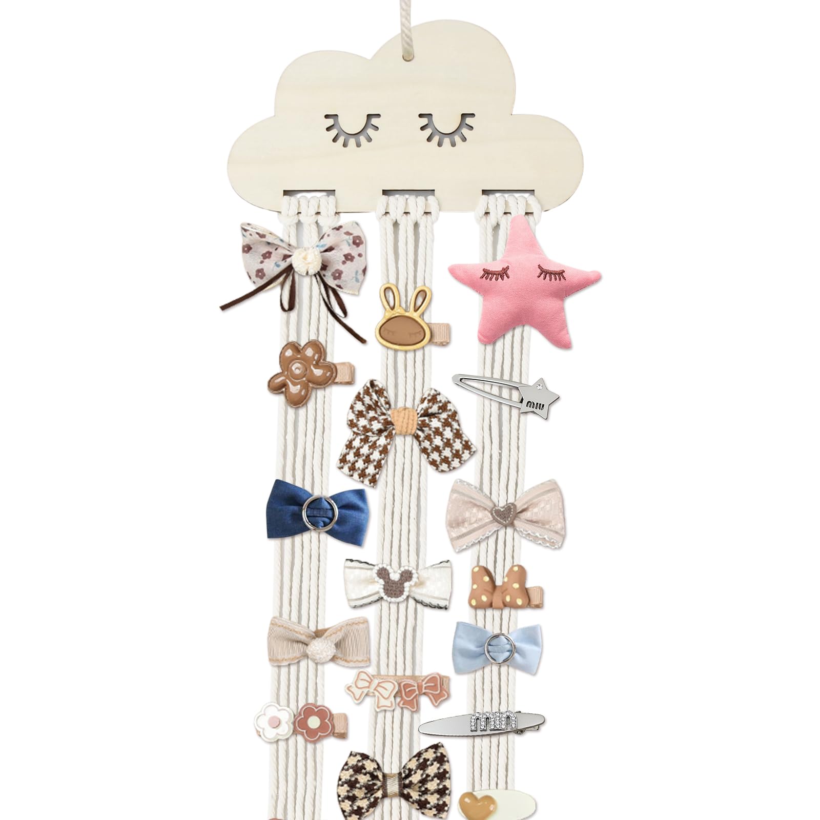 Dewocke Mädchen Wandbehang Wolke oder Schaukelpferd Gestalt - Haarspangen-Halter Organizer, Kinder Haarschmuck Aufbewahrer, Ideal für Haarnadeln & Dekorative Haarschmuck