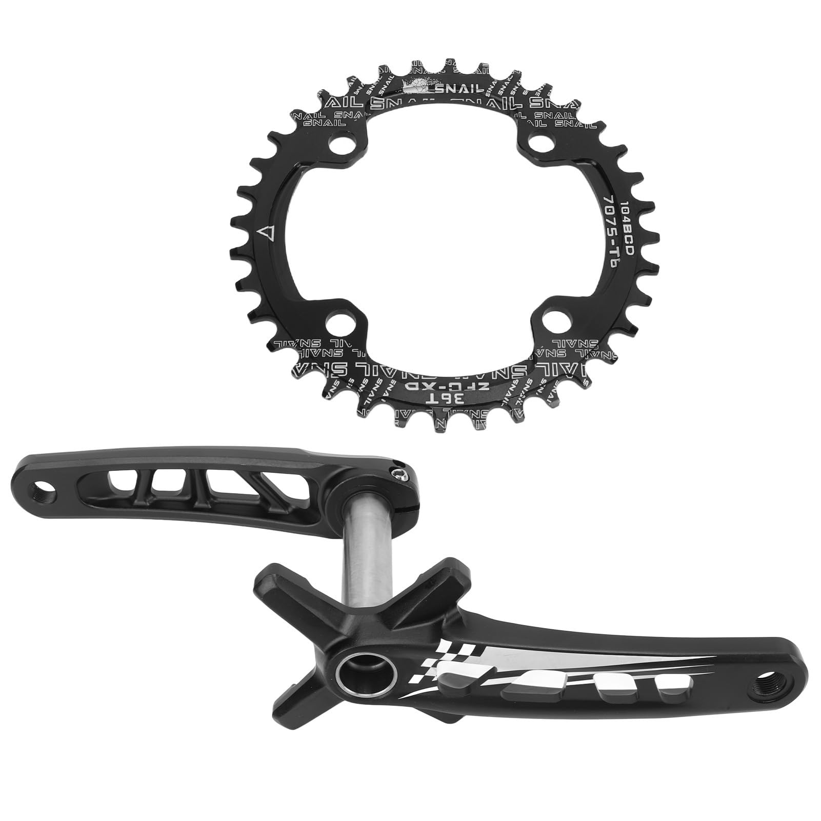VGEBY Mechanizm Korbowy Rowerowy Ze Stopu Aluminium, Pusta, Zintegrowana Korba 36T, Pojedyncza Tarcza, do Rowerów Górskich 8 9 10 11 12-biegowych Rowerzystów z Zestawem Ramion Wału Centralnego
