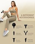 Morelax Mini Massage Gun, Portable Muscle Massager Gun, Powerful Pocket-Sized Massager for Travel & Home, Small & Quiet Massager with 6 Heads & 4 Intensities - Gift for Athletes Women Men (Almond)