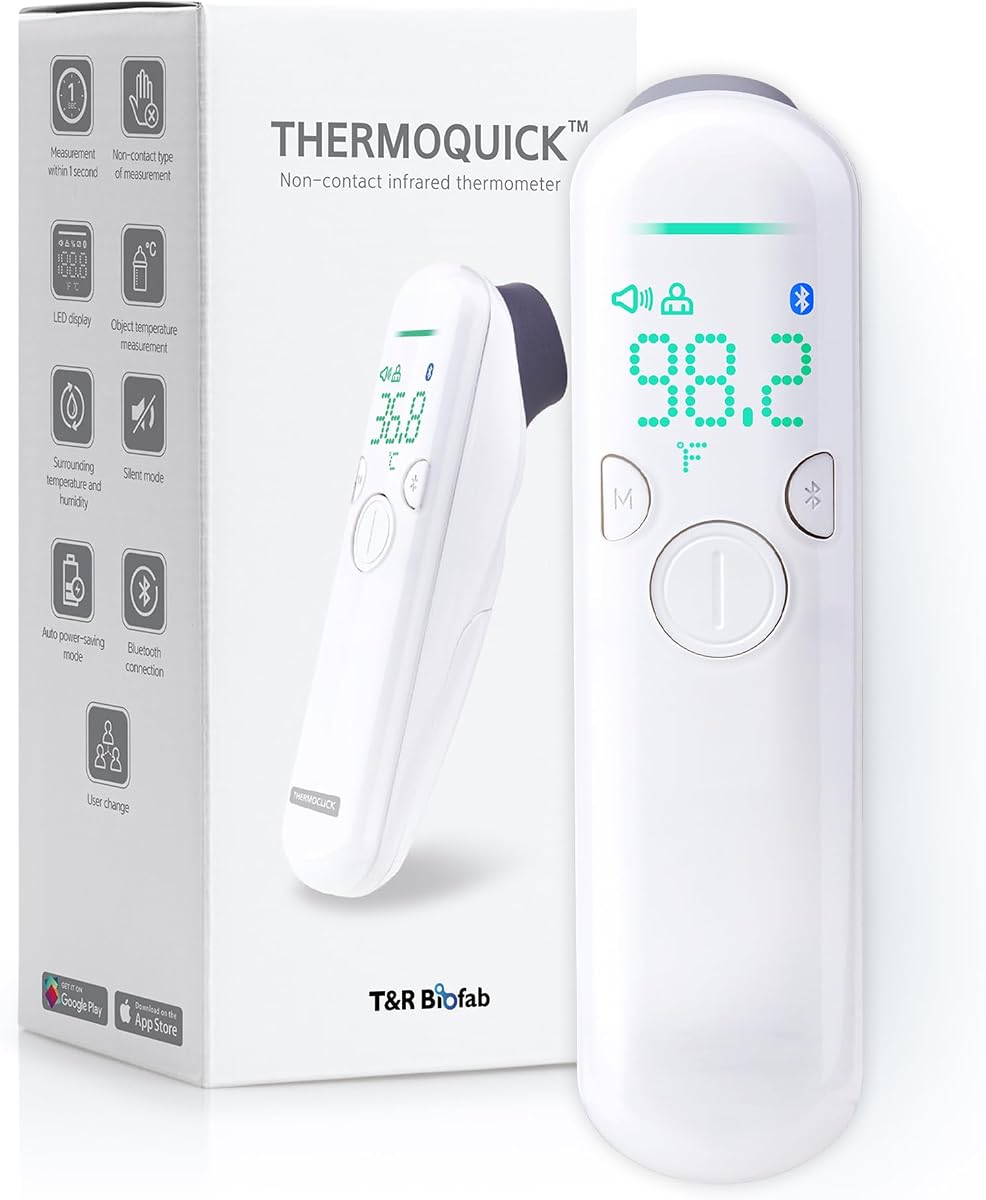 Termómetro de frente 3 en 1 sin contacto: temperatura corporal y ambiente + control de humedad interior | Termómetro para bebés, niños, adultos, grado médico, dispositivo de cuidado familiar todo en uno