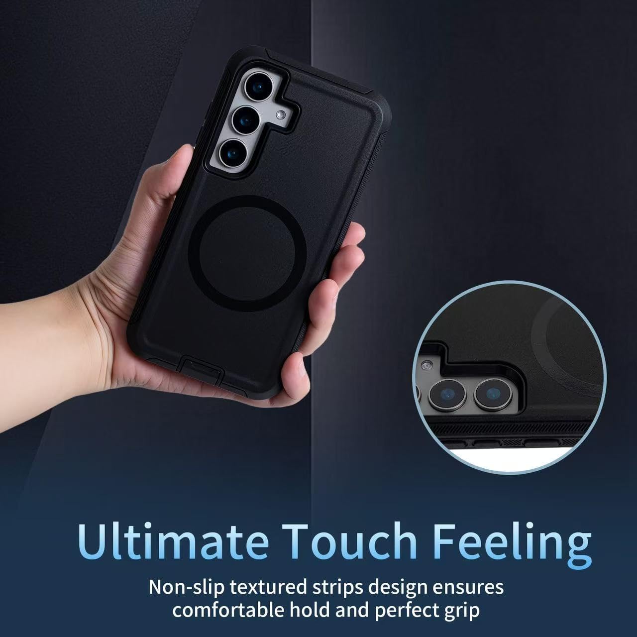 for Samsung Galaxy S25 Case with Belt Clip, Fit for MagSafe, Rugged Shockproof Military Grade Drop Protection Heavy Duty Protective Magnetic Phone Cover Holster Kickstand Case 6.2inch,Black