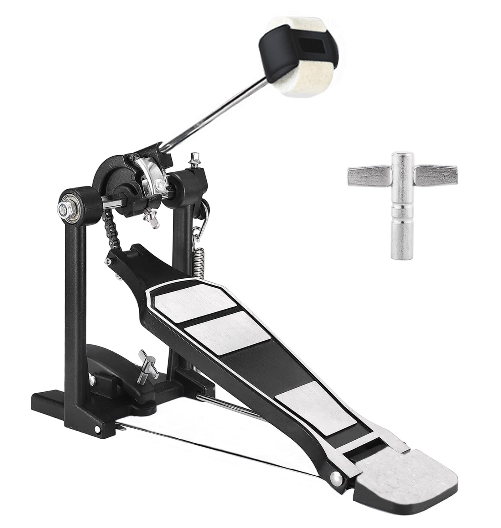 Drums Pedal Black Aluminum Alloy Aldult Rack Drums Pedal Set with Drum Beater Stick & Drum Key