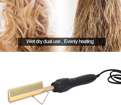 Miniatura 2 de Peine alisador de cabello 2 en 1, rizador de pelo eléctrico, rizador multifuncional, húmedo y seco, alisar y rizar (EE. UU.)