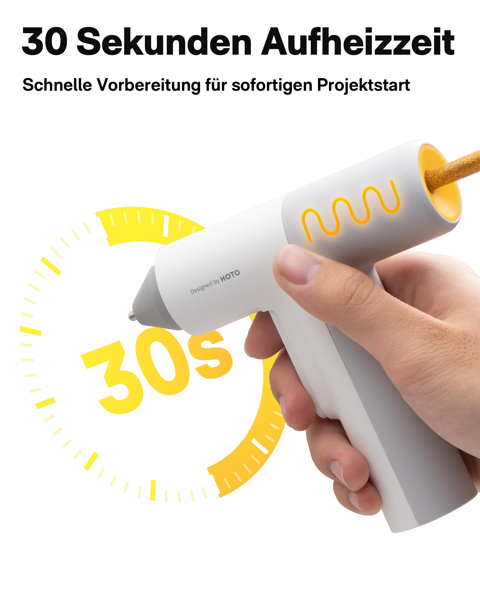HOTO Akku Heißklebepistole Pro, Automatische Klebstoffausgabe, Mini Akku Klebepistole mit 40 Heißklebesticks, Heissklebepistole Kabellos für DIY Kunst, Handwerk & Schnelle Reparaturen im Haus Büro