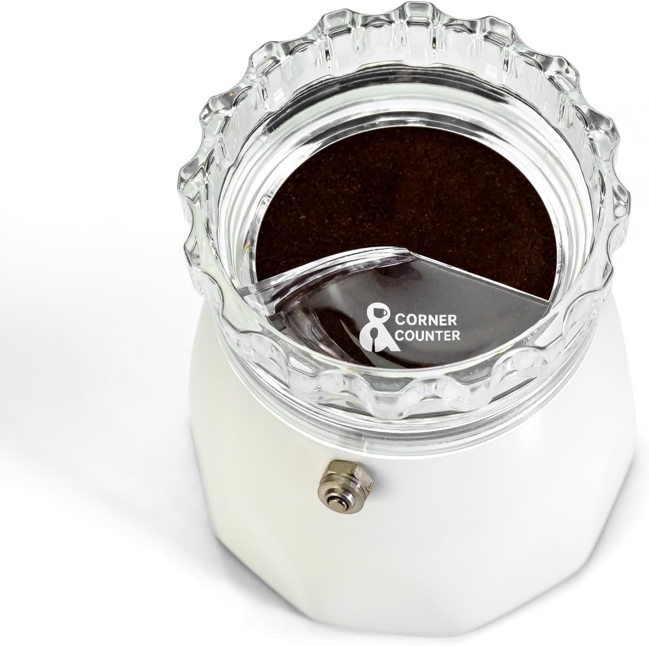 Moka Pot Dosing & Distribution Funnel Plastic Coffee Ring 2-in-1 - Fits 4-6 cups Moka Pots Spill Proof - coffee ground leveler - 81mm