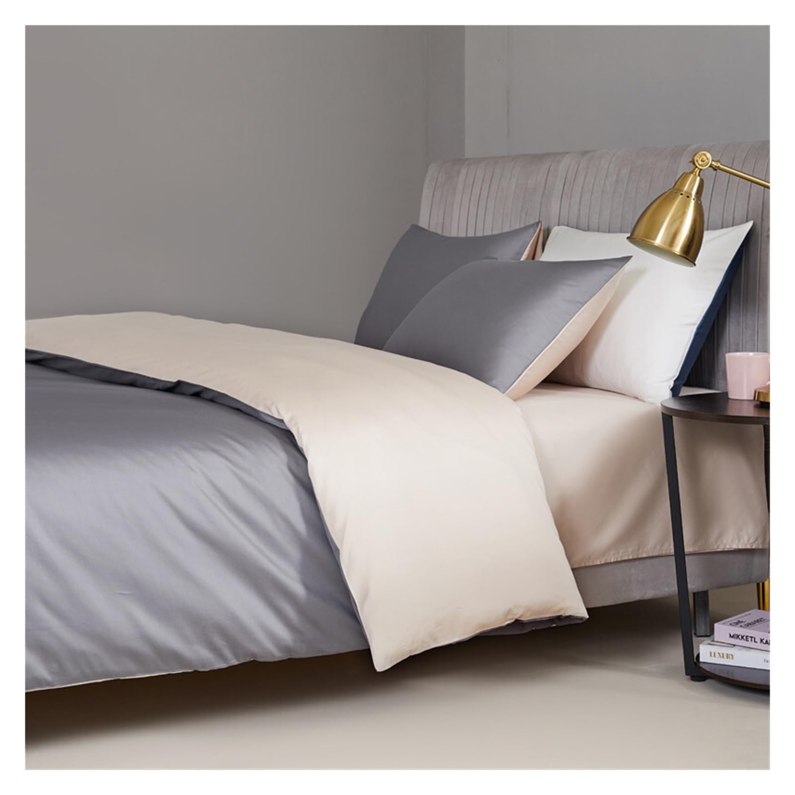 Housse de couette en coton lavé 1,5m parure de lit unie 2 personnes confortable