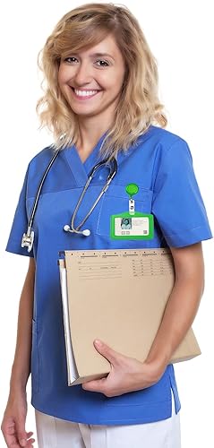 Miniatura 6 de Paquete de 10 portatarjetas de identificación de piel sintética multicolor con carrete retráctil, fundas horizontales para tarjetas de