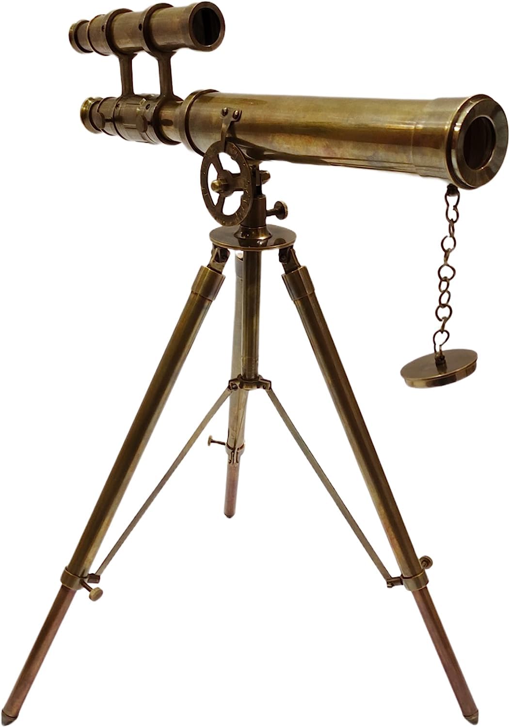 Marine Double Barrel Maritime Antique Brass Collectible Telescope Nautical Brass Tripod Stand Adjustable Tripod Beautiful