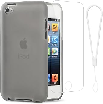 iPod Touch 4 Case, iPod Touch4 Protective case Ultra Thin Black Rubber Silicone Case Hard Plastic Hot Pink and Black Shockproof Cover for Apple iPod Touch 4, 4th Gen Clear Gray