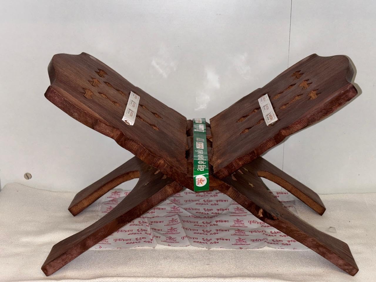 Krittika spiritual Shisham Wood Religious Book Stand (Rehal) | Handcrafted Foldable Religious Ramayan, Quran, Bible, Gita Reading Books Wooden Stand for Pooja and Home Use (Large)-image-47