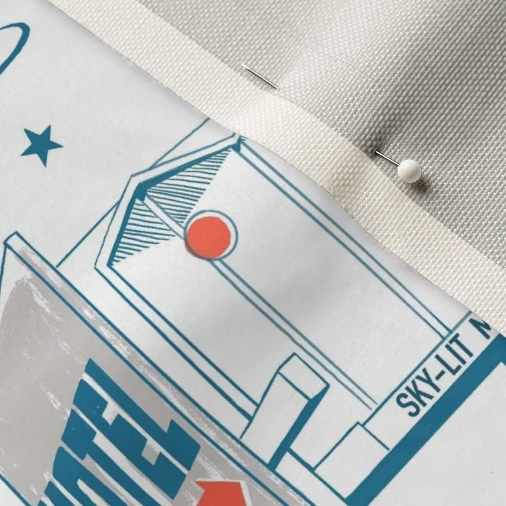 Spoonflower Fabric - Retro Car Mid-Century Alien Toile UFO Sci Fi Atomic Desert Spaceship Printed on Upholstery Velvet Fabric Fat Quarter - Upholstery Home Decor Bottomweight Apparel