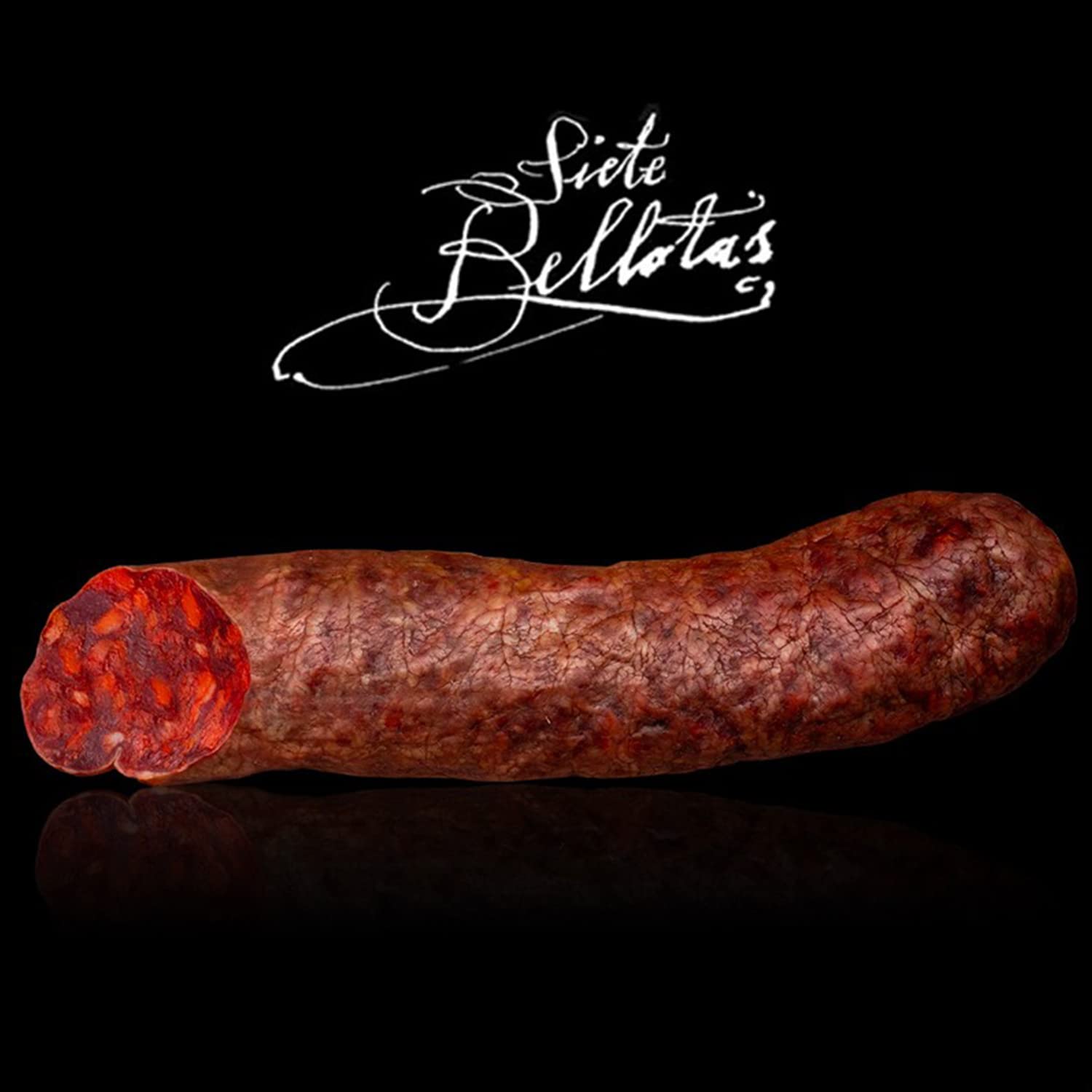 7 BELLOTAS Salame Spagnolo CHORIZO 100% Iberico Pata Negra | Salsicce Chorizo Guijuelo Salamanca (Tubo +500 g)