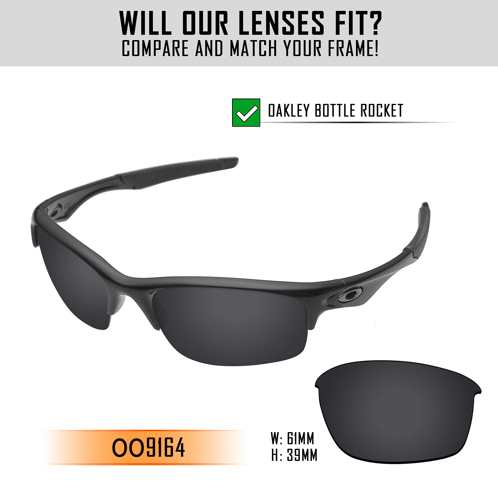 TRUSHELL Polarized Replacement Lenses for Oakley Bottle Rocket OO9164 Sunglass Silver Mirror - Polarized