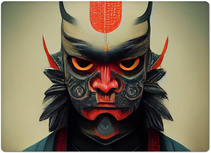 Japanese Hannya Oni Warrior Car Magnet 2 PCS - Oni Demon Car Magnet - Printed Sticker