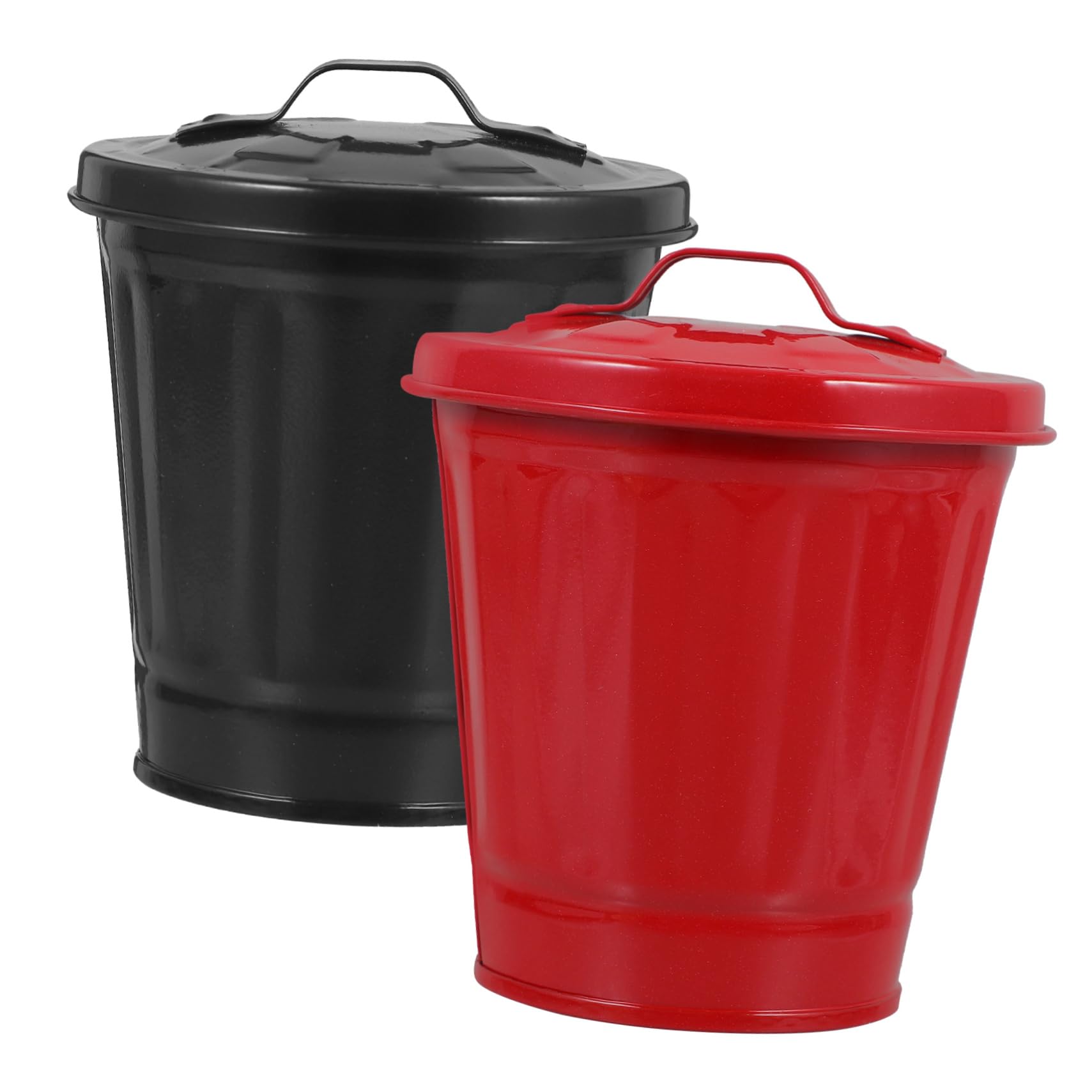 TEHAUX Tiny Desk Trash Bin 2 Pack Mini Garbage Can Lid for Desktop Office Table Storage