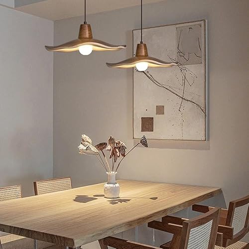 Miniatura 3 de Lámpara colgante de hoja de loto, lámpara colgante de madera de granja, isla de cocina, lámpara colgante de techo de flores grandes, lámpara