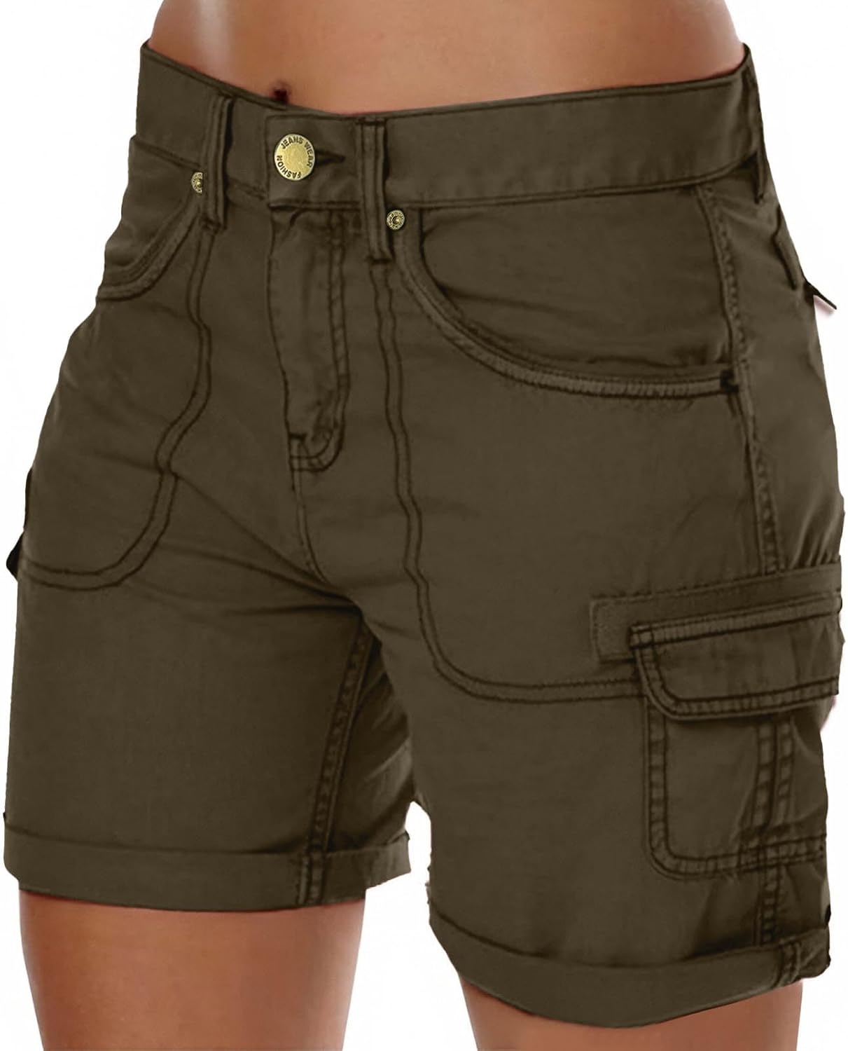 Women Cargo Shorts Outdoor Active Hiking Golf Short with Multi-Pockets Casual Summer Elastic High Waisted Bermuda Short