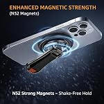 Mizi [2025 Upgraded] Magnetic Phone Holder with 360° Rotating Stand – 4-in-1 Grip Strap Compatible with iPhone 12–16, Samsung, Pixel – Strong Magnet, Kickstand, Wireless Charging – Black