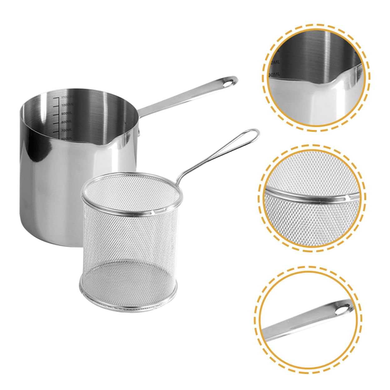 Alipis Freidora de Acero Inoxidable Cesta para Freír Alimentos Utensilios de Cocina Útiles para Freír Casa para Cocina Familiar