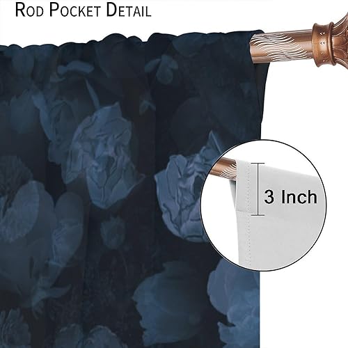 Miniatura 124 de Retro 70s Floral Blackout Window Curtains, Watercolor Flower Plant Rustic Modern Style Pattern Window Drapes, for Bedroom Living Room 42x45in 2